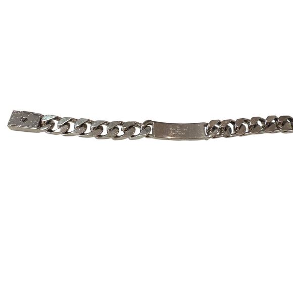 LOUIS VUITTON Monogram Chain Silver Bracelet*Engraved bracelet*8" - Picture 5 of 6